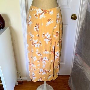 Orange Floral Midi Skirt